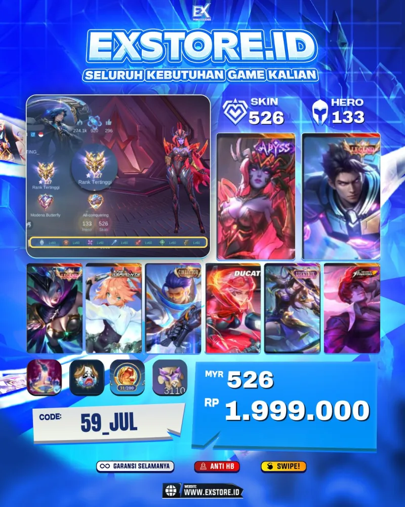 SELENA ABYSS + ALUCARD LEGEND + MIYA LEGEND + FANNY ASPIRANTS + GRANGER COLLECTOR + BANEDETA DUCATI + CHOU KOF