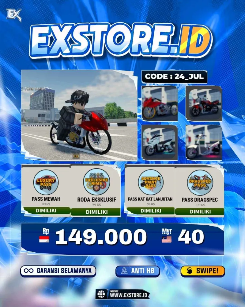 MONEY 120M + MOTOR LIMITED 8 + GAME PASS 5