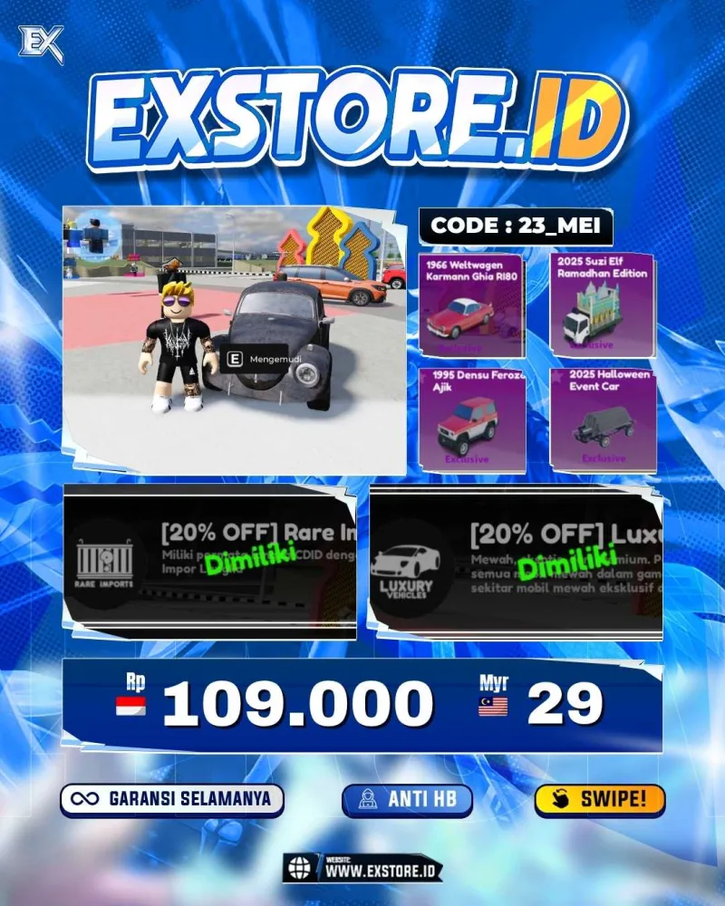 LIMITED CARS 15 + GAMEPASS 3