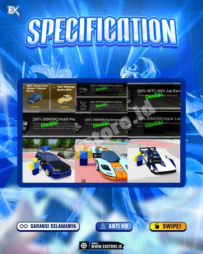 LIMITED CARS 151 + GAMEPASS 6