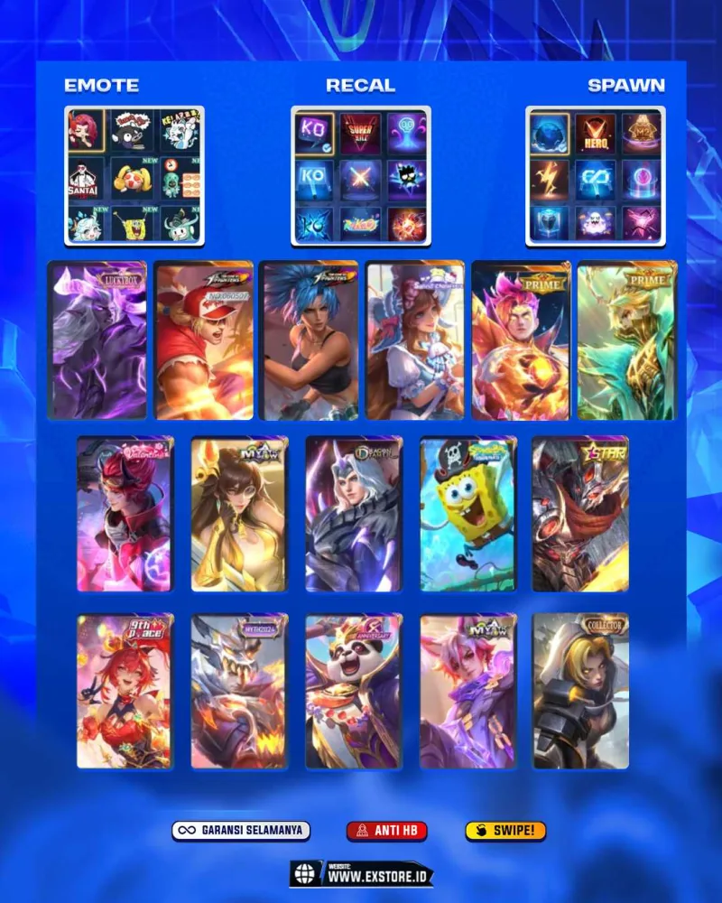 PAQUITO KOF + GRANGER PRIME + MOSKOV LUCKYBOX + CLAUDE PRIME + KIMMY LUCKYBOX +  LEOMORD LUCKYBOX + URANUS LUCKYBOX