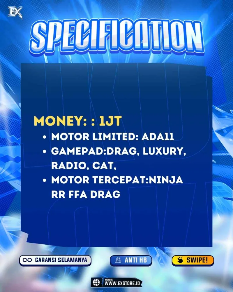 MONEY 1M + MOTOR LIMITED 11  + GAME PASS 4