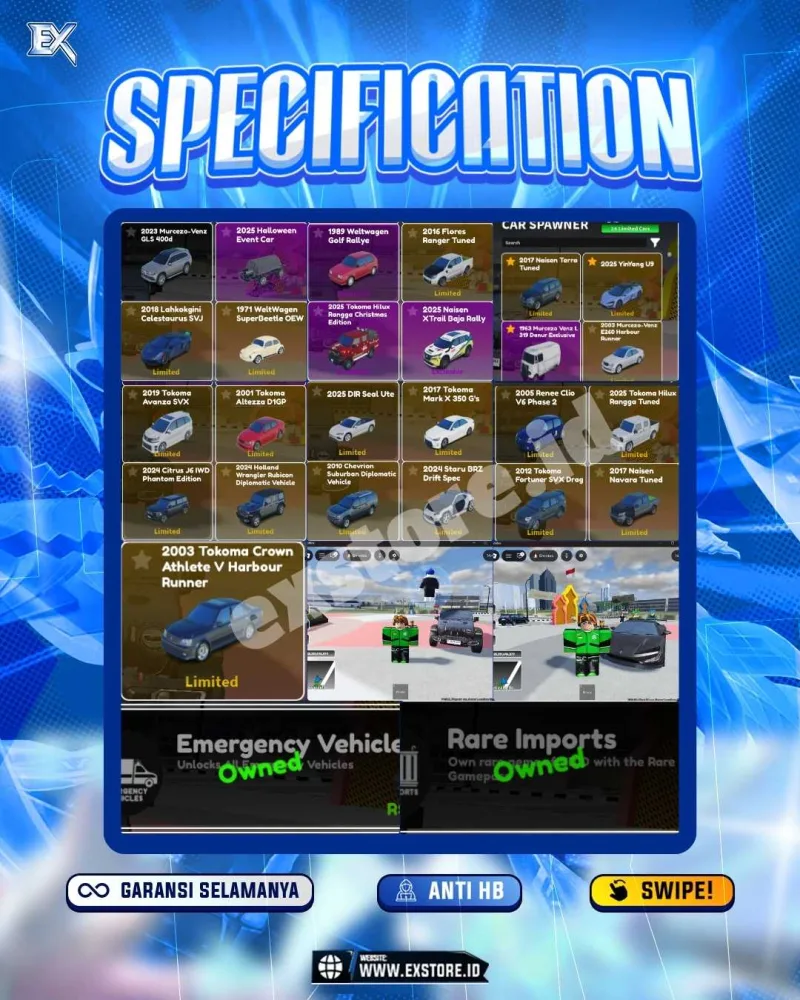 LIMITED CARS 24 + GAMEPASS 2