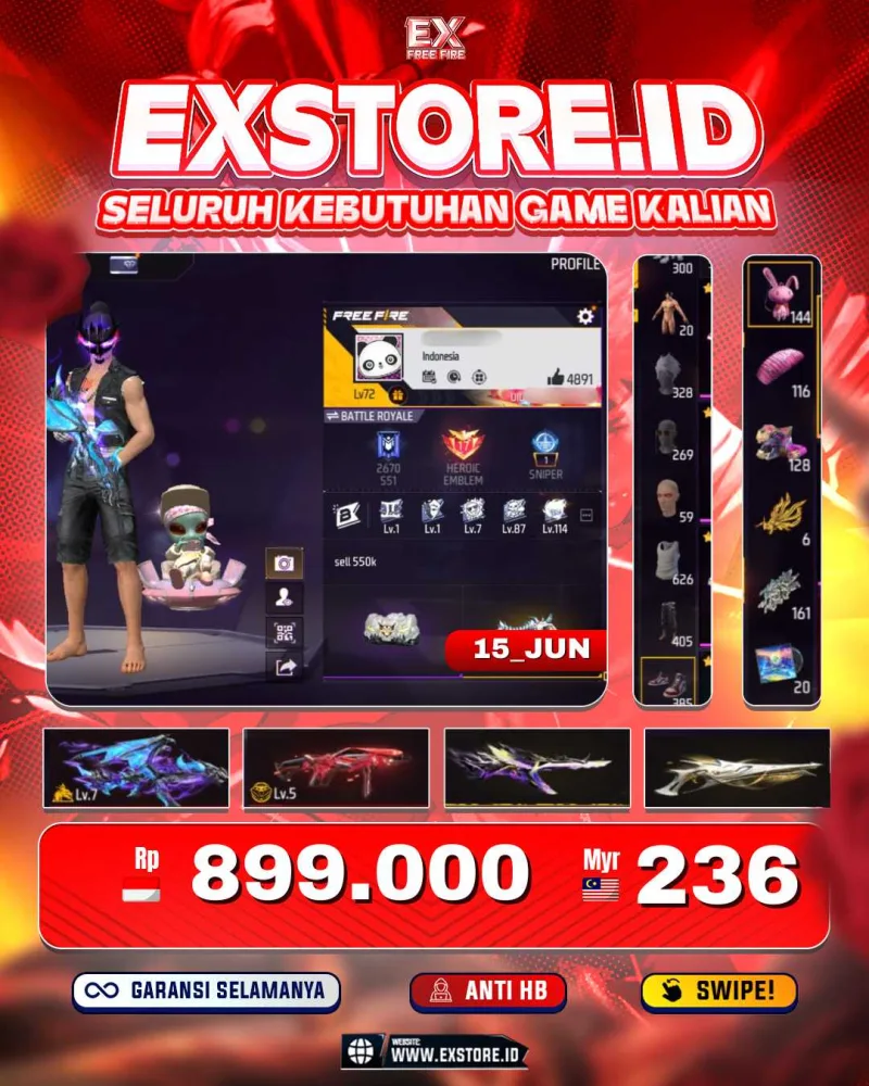 AK DRACO LV7 + VAULT 626 + AKUN OLD + CELANA PENDEK HITAM + SG GURUN + TAS KELINCI  + BAJU PARADOX + BUNDLE TITAN