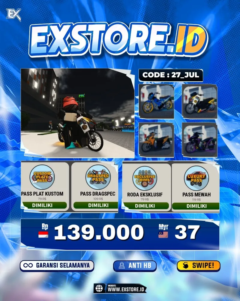 MONEY 90M + MOTOR LIMITED 6 + GAME PASS 4