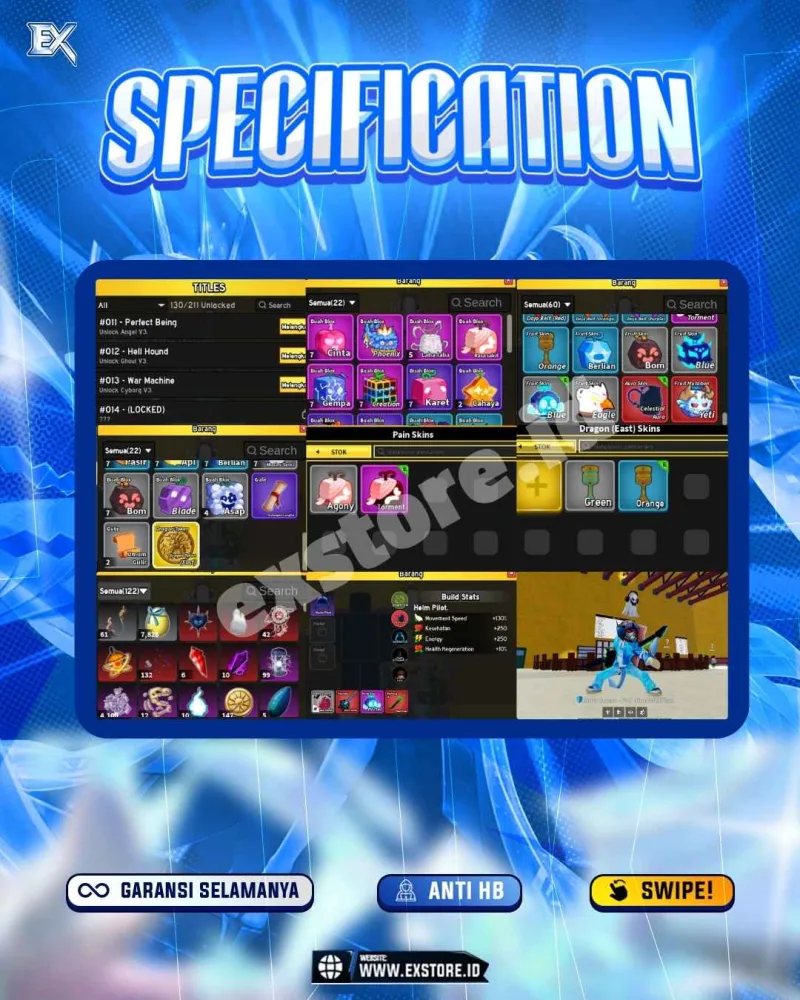 SANGUINE ART + PERMANENT DRAGON EAST TOKEN DOUGH LIGHTNING PORTAL DARK + ALL GAMEPASS + DBV3 + LIMITED ACCESSSORIES