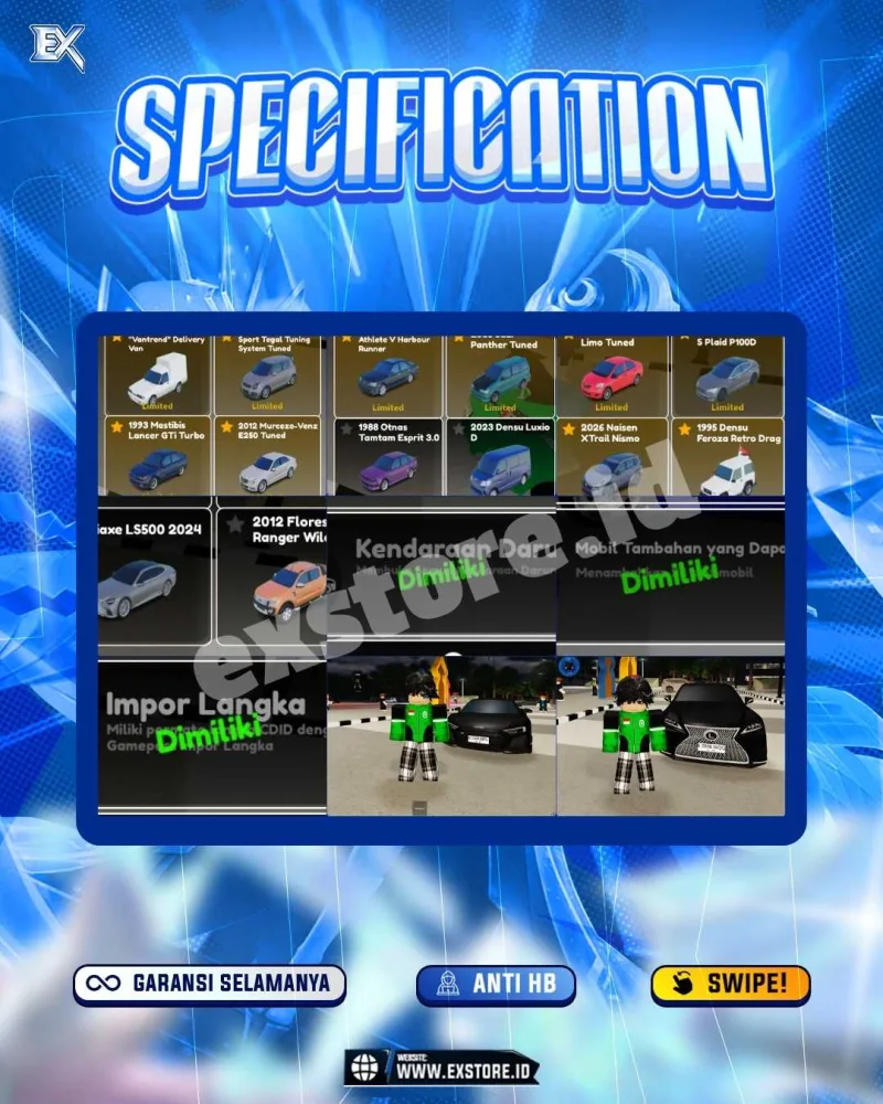 LIMITED CARS 58 + GAMEPASS 3 + DDS MOTOR LIMITED 6 + GAMEPASS 1