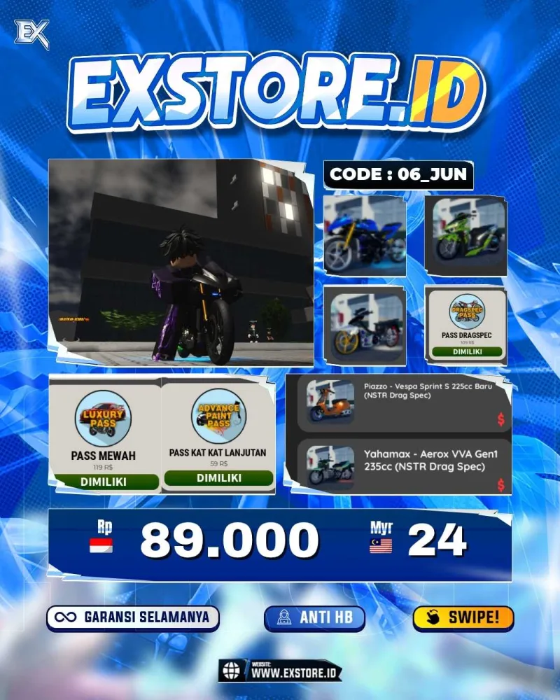 MONEY 244M + MOTOR LIMITED 6 + GAME PASS 3
