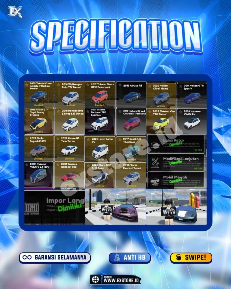 LIMITED CARS 31 + GAMEPASS 4
