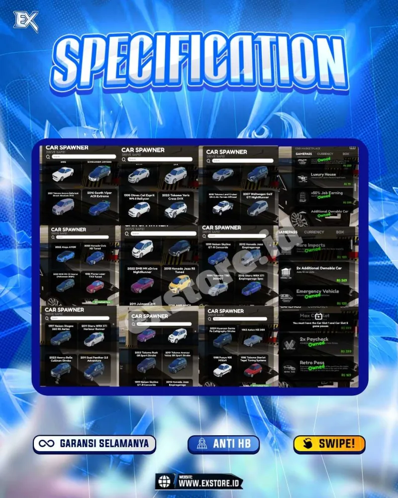 LIMITED CARS 31 + GAMEPASS 6