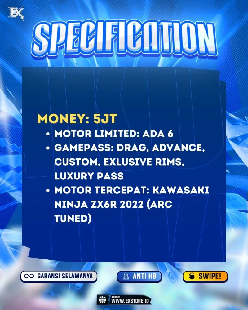MONEY 5M + MOTOR LIMITED 6 + GAME PASS 5
