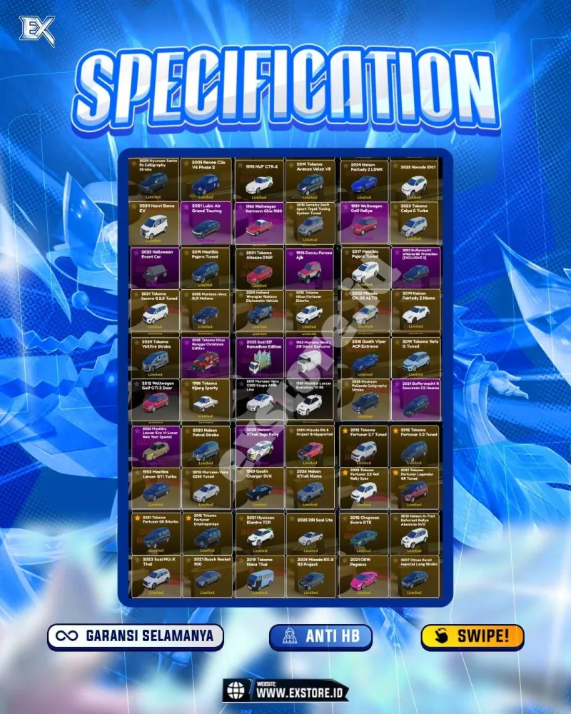 LIMITED CARS 169 + GAMEPASS 6 + DDS 3 LIMITED + GAMEPASS 6