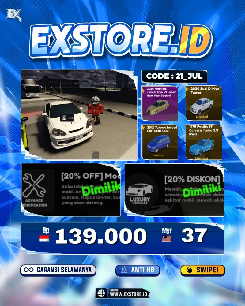 LIMITED CARS 31 + GAMEPASS 3