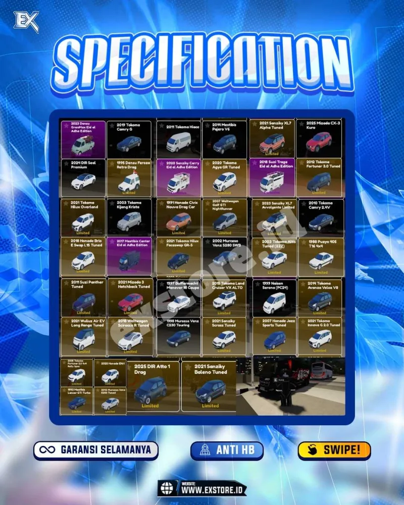 LIMITED CARS 31 + GAMEPASS 5 + DDS 12 LIMITED + GAMEPASS 6