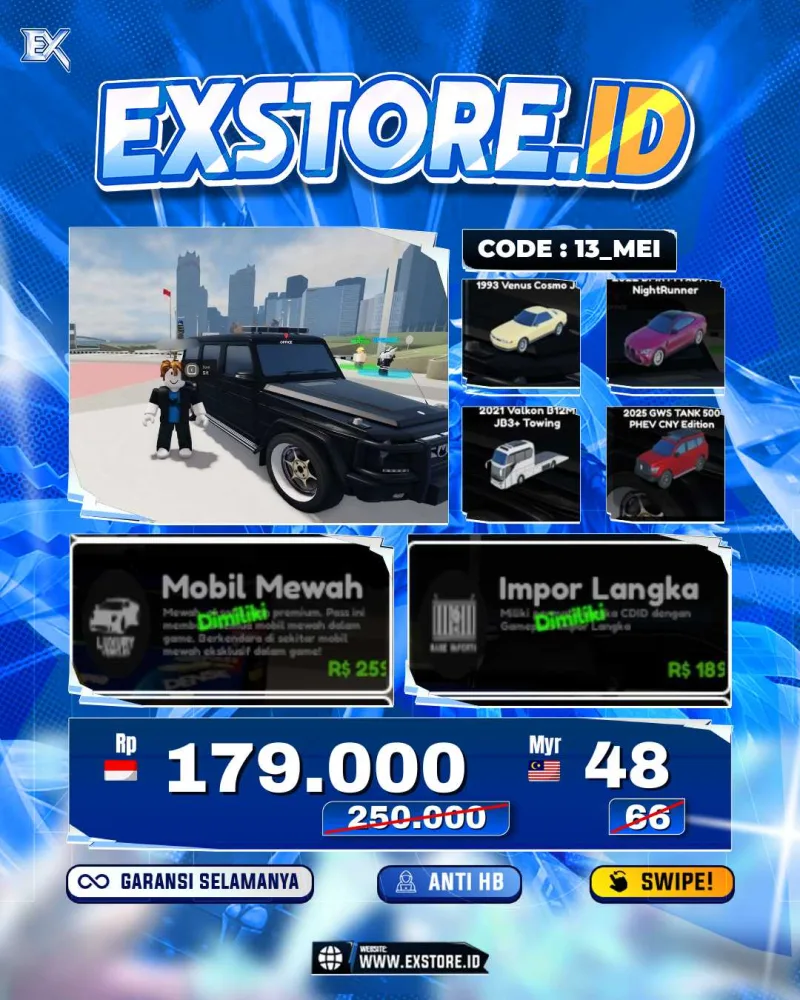 LIMITED CARS 33 + GAMEPASS 4