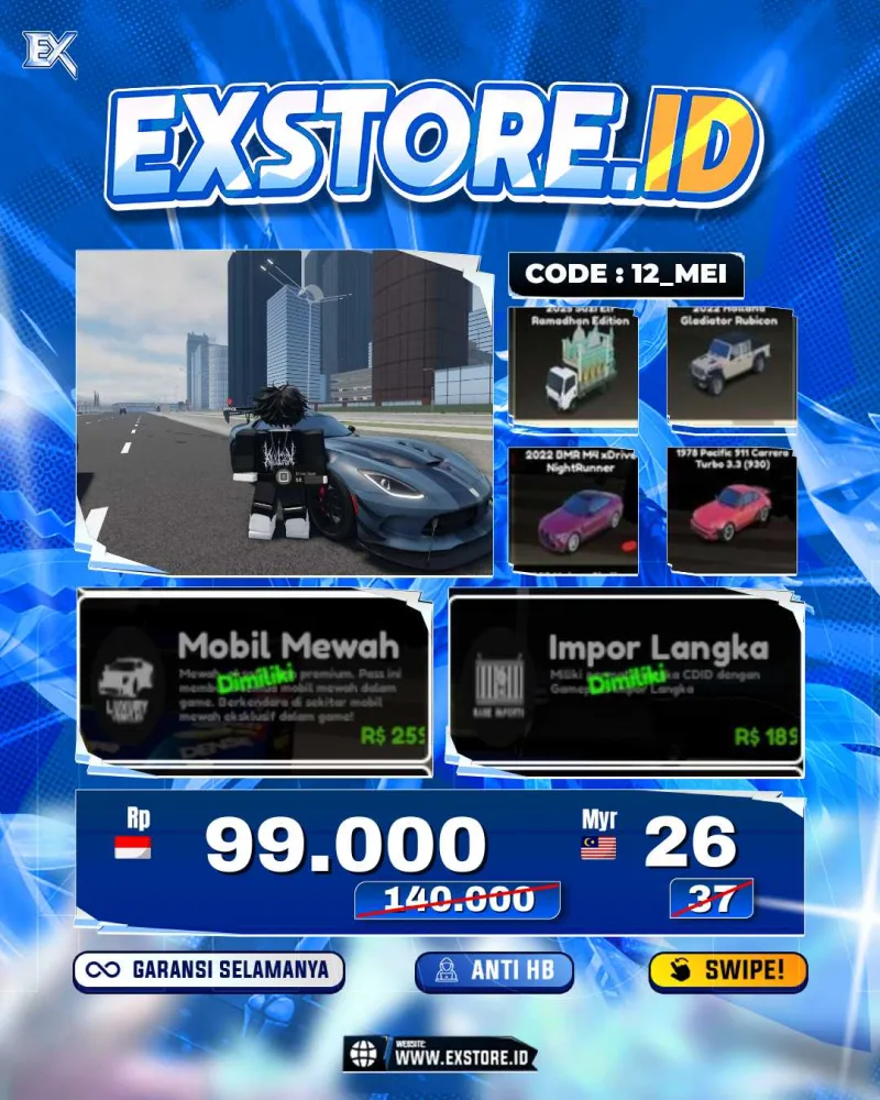 LIMITED CARS 12 + GAMEPASS 4