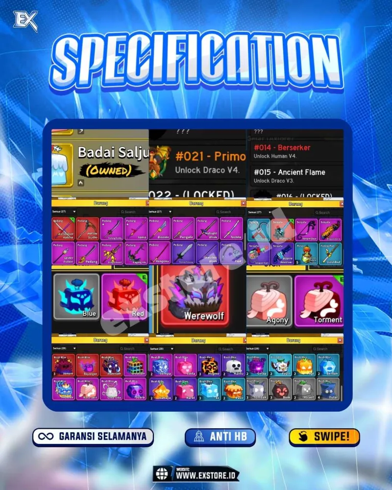 SANGUINE ART + CDK HS + V4 DRACO HUMAN + SKIN RED LIGHTNING + MUTASI WEREWOLF + PERMANENT BLIZZARD