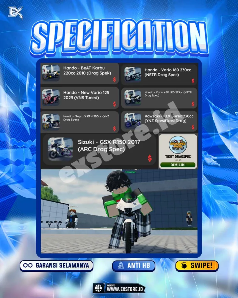 LIMITED CARS 58 + GAMEPASS 3 + DDS MOTOR LIMITED 6 + GAMEPASS 1