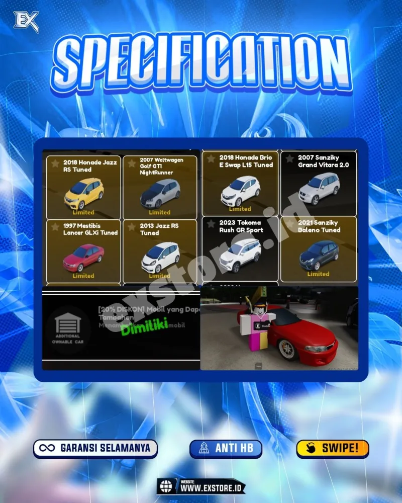 LIMITED CARS 6 + GAMEPASS 1