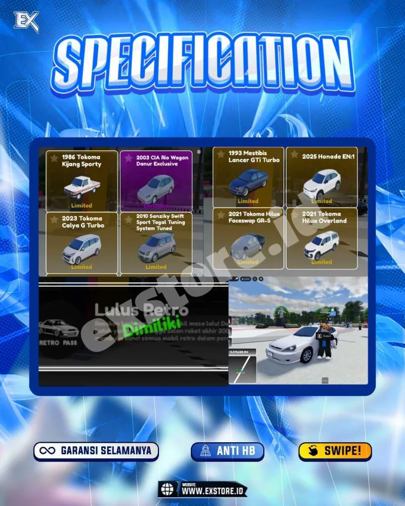 LIMITED CARS 8 + GAMEPASS 1