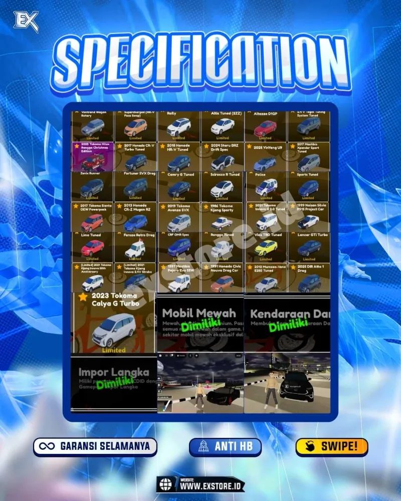 LIMITED CARS 37 + GAMEPASS 3