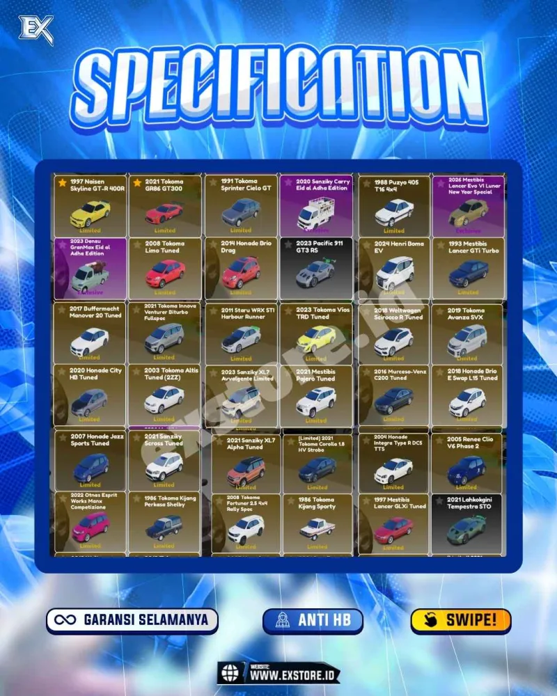 LIMITED CARS 53 + GAMEPASS 1