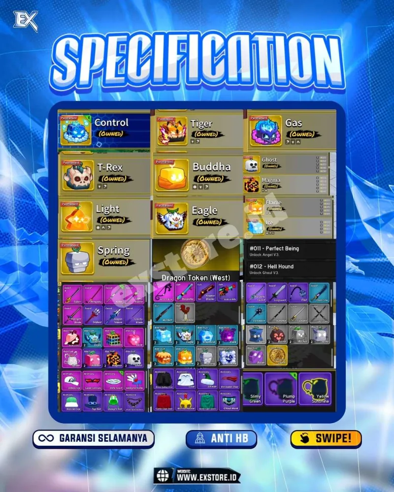 PERMANENT DRAGON WEST CONTROL TIGER GAS T-REX BUDDHA MAGMA GHOS LIGHT EAGLE ICE FLAME + FRUIT NOTIFIER