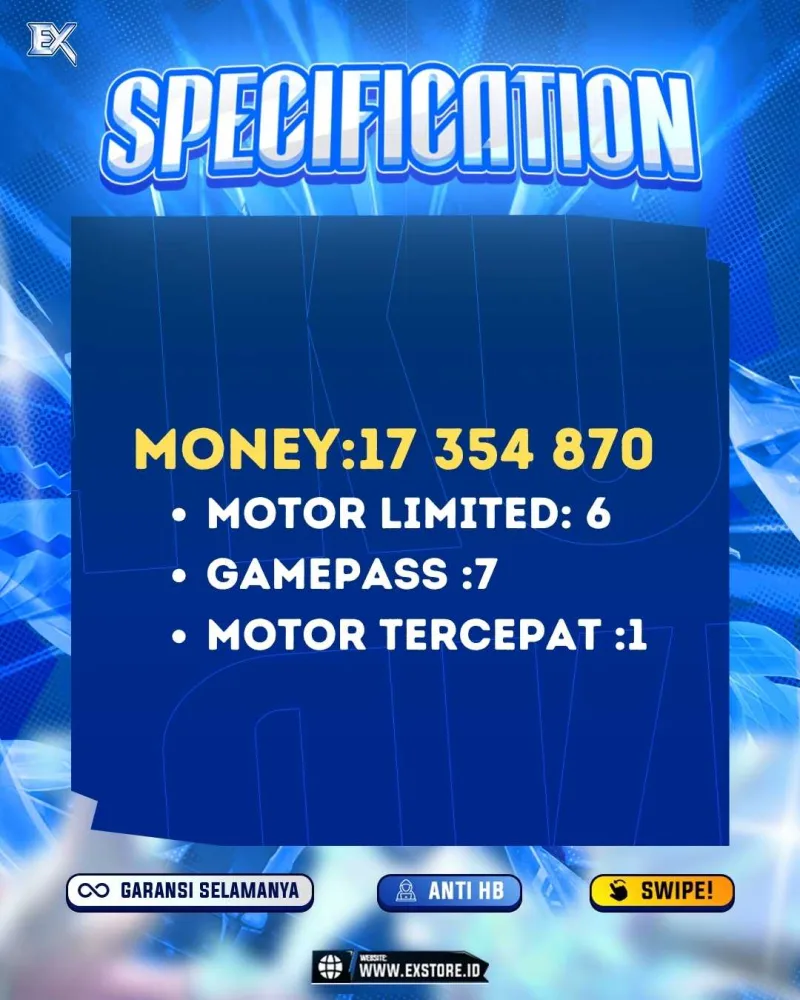 MONEY 17M + MOTOR LIMITED 6 + GAME PASS 7