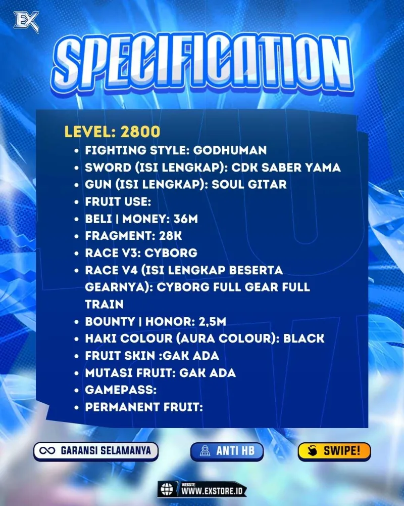 GODHUMAN + CDK + SOUL GITAR + CYBORG  FULL GEAR FULL TRAIN
