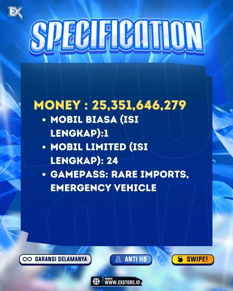 LIMITED CARS 24 + GAMEPASS 2