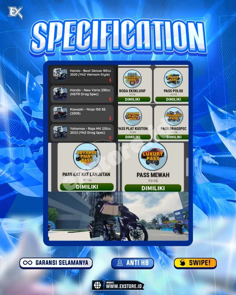 LIMITED CARS 169 + GAMEPASS 6 + DDS 3 LIMITED + GAMEPASS 6