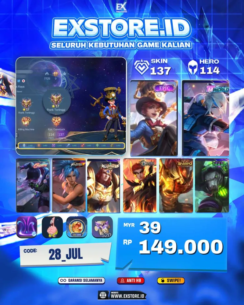 HARLEY EPIC + LING Mword + NATALIA CREATE + KARINA KOF + TIGREAL LIGHTBORN + VALIR DRAGON TIMER + ALDOUS BLAZING  + GROCK VENOM