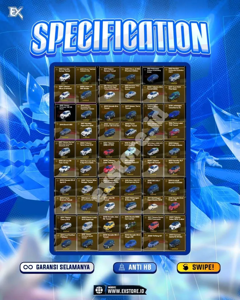 LIMITED CARS 169 + GAMEPASS 6 + DDS 3 LIMITED + GAMEPASS 6