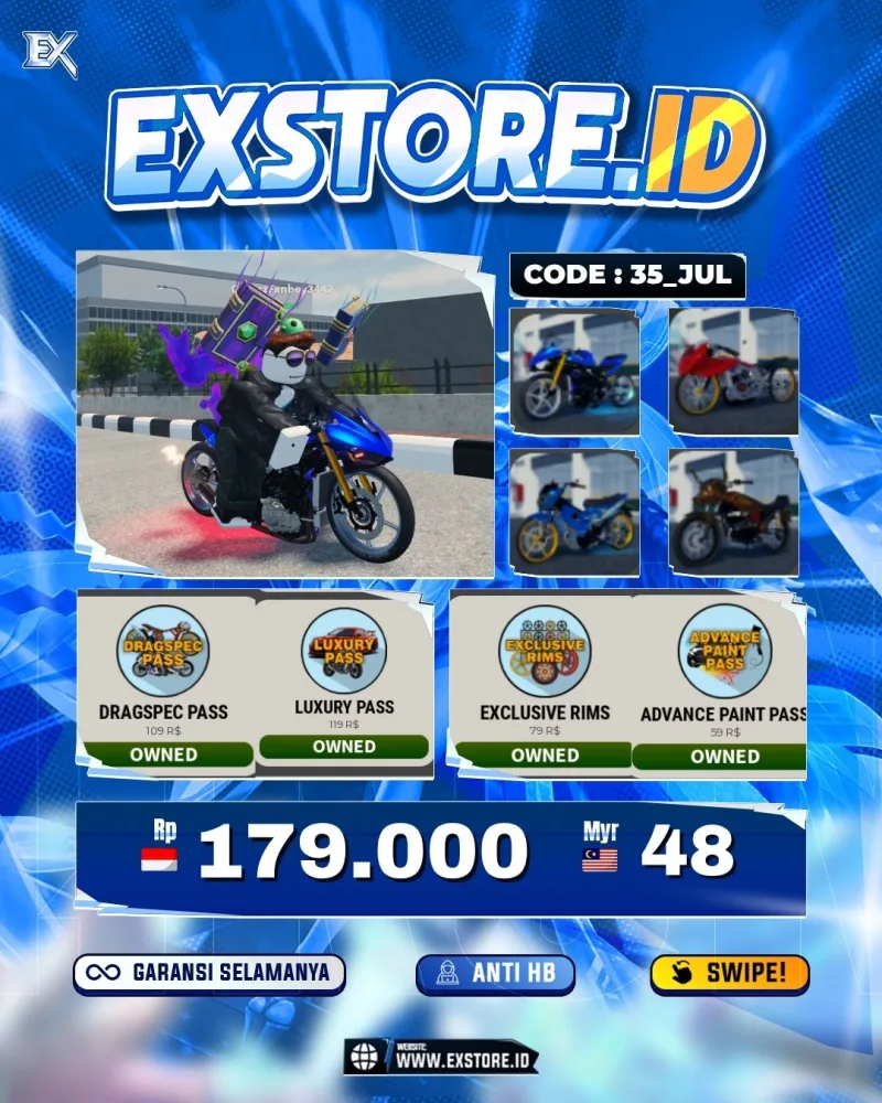 MONEY 56M + MOTOR LIMITED 12 + GAME PASS 4