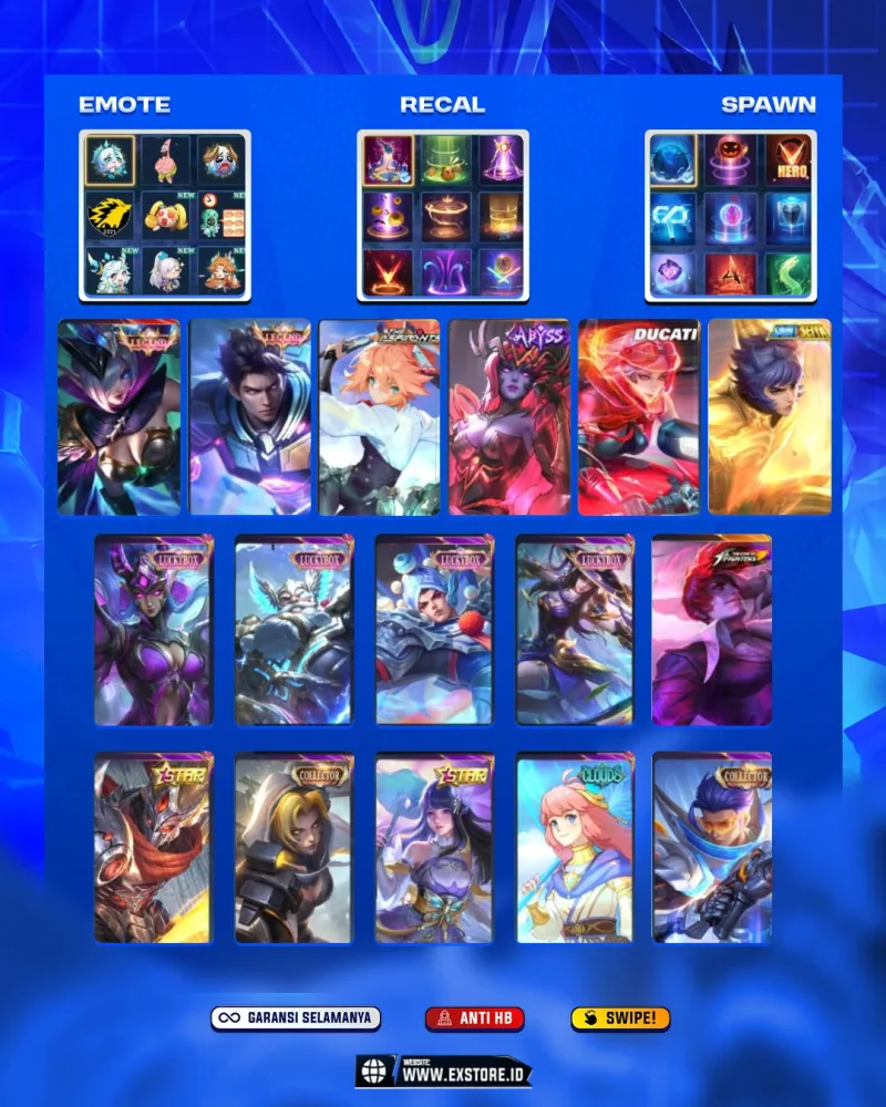 SELENA ABYSS + ALUCARD LEGEND + MIYA LEGEND + FANNY ASPIRANTS + GRANGER COLLECTOR + BANEDETA DUCATI + CHOU KOF