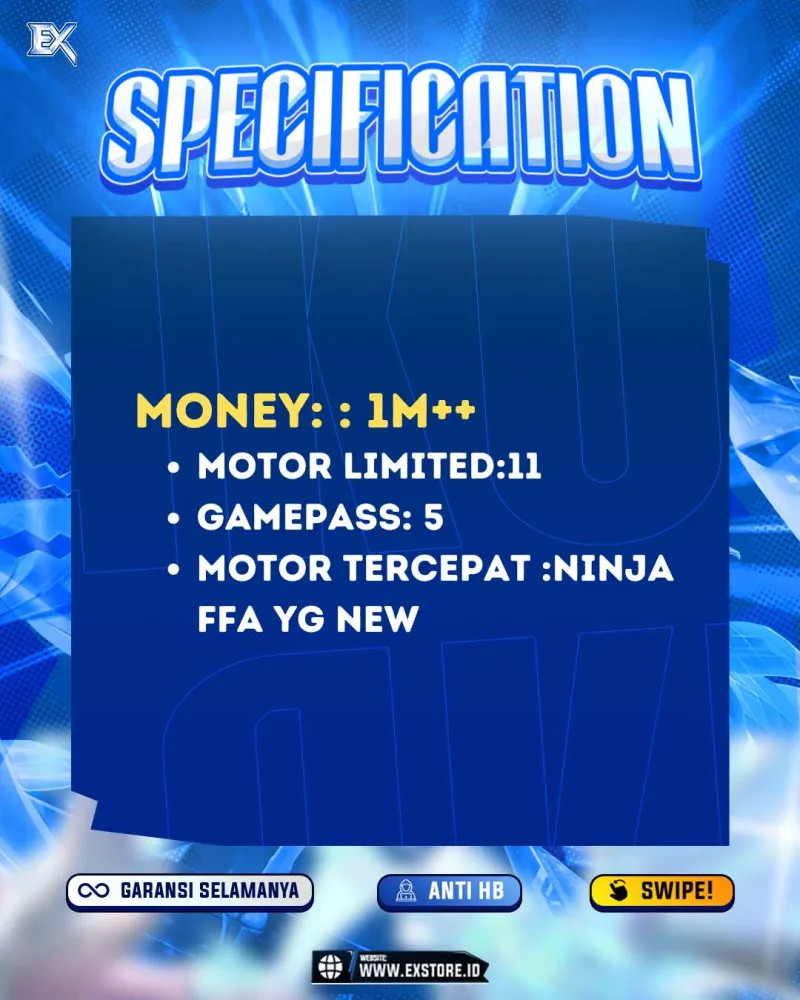 MONEY 1M + MOTOR LIMITED 11 + GAME PASS 5