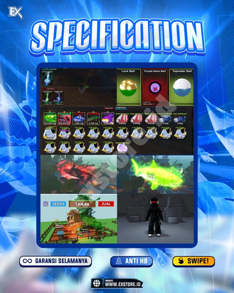 LIMITED CARS 41 + GAMEPASS 7 + DDS LIMITED 10 + GAMEPASS ALL + FISH IT + AVA BEROBUX + 265ROBUX