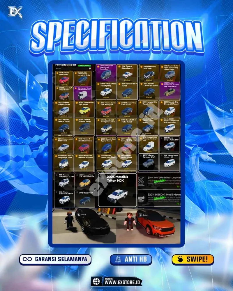 LIMITED CARS 33 + GAMEPASS 2
