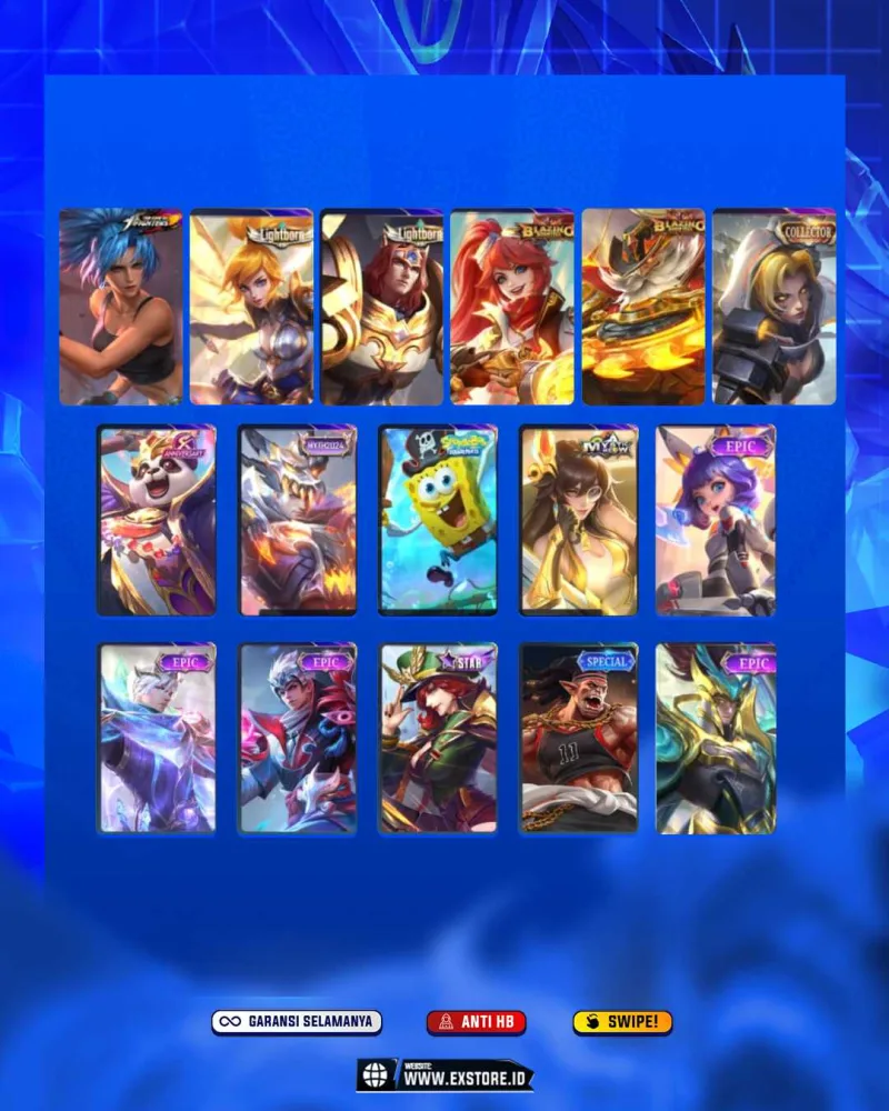 LEOMORD EPIC + BETRIX M4 + VALE GAARA + GUSION VENOM  + FANNY LIGHTBORN + KARINA KOF