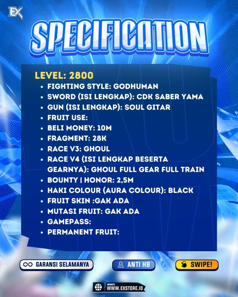 GODHUMAN + CDK + SOUL GITAR + GHOUL FULL GEAR FULL TRAIN