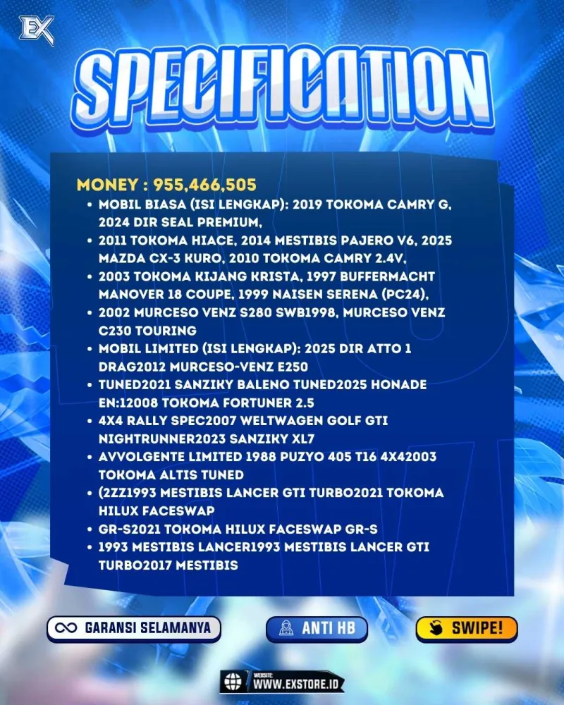 LIMITED CARS 31 + GAMEPASS 5 + DDS 12 LIMITED + GAMEPASS 6