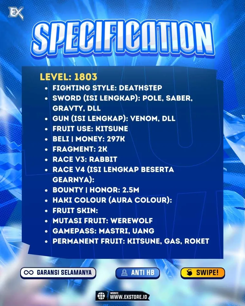 MUTASI FRUIT WEREWOLF + PERMANENT KITSUNE GAS ROCKET