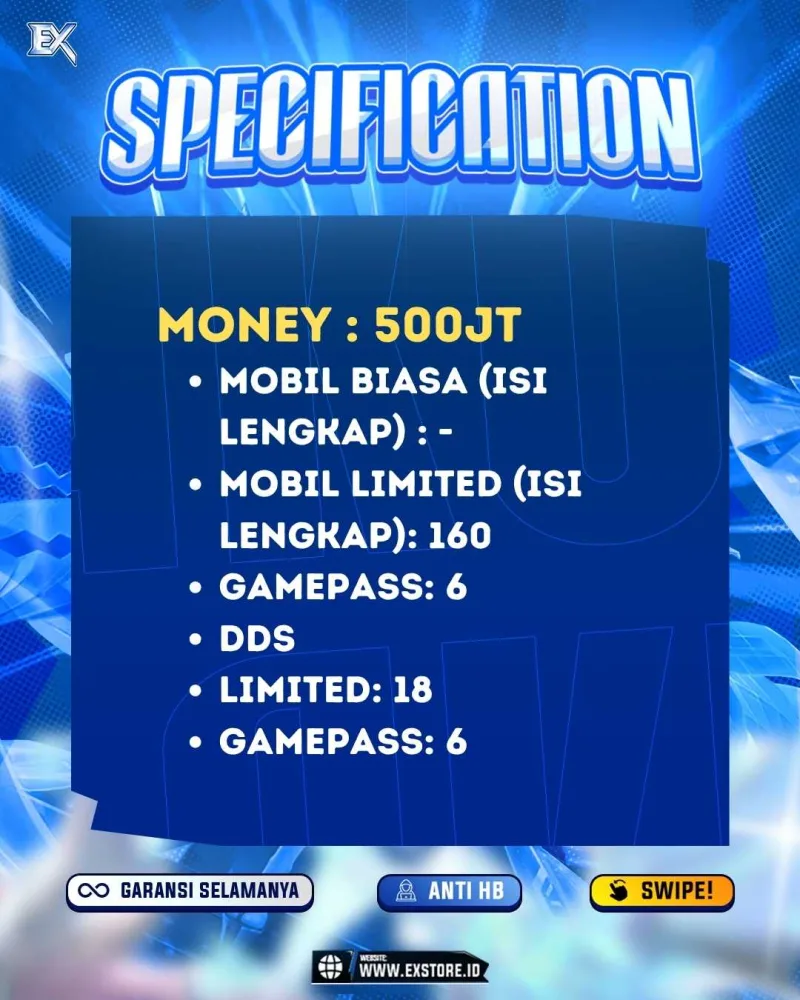 LIMITED CARS 160 + GAMEPASS 6 + DDS 18 LIMITED + GAMEPASS 6