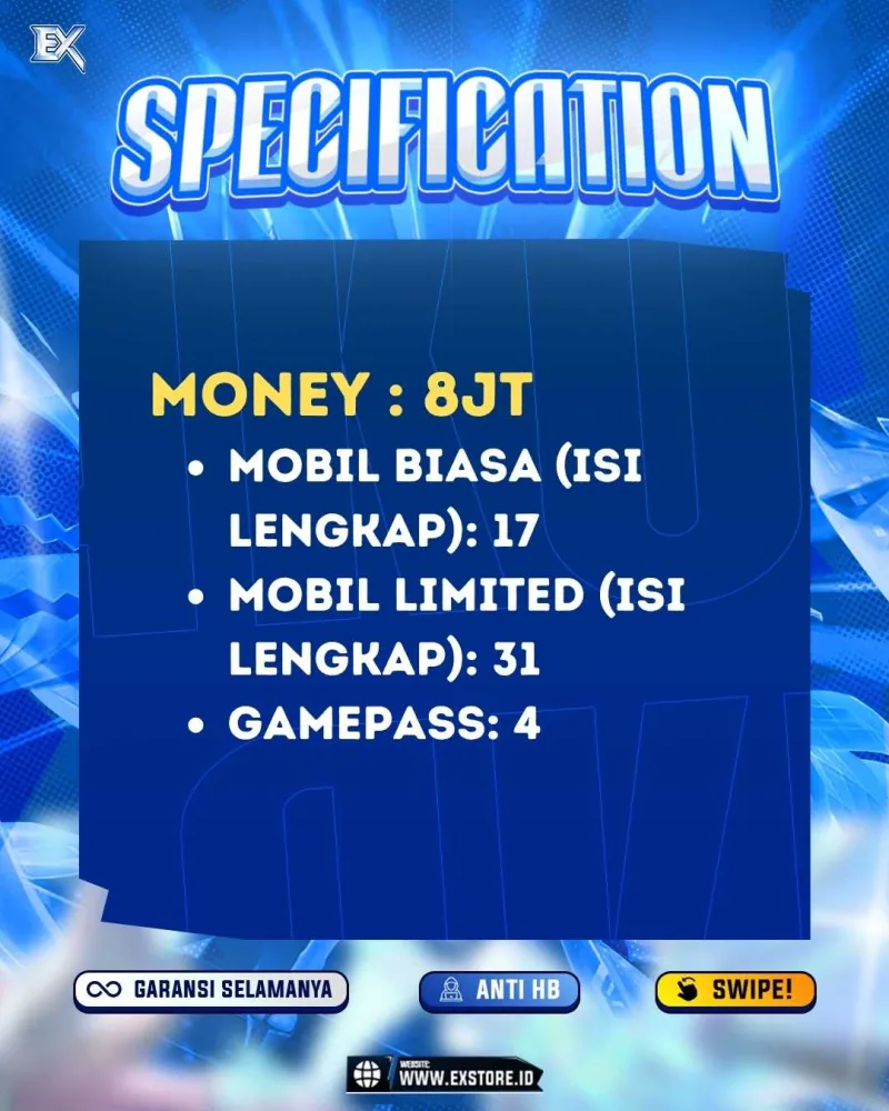 LIMITED CARS 31 + GAMEPASS 4