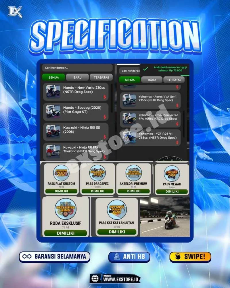 MONEY 5M + MOTOR LIMITED 6 + GAME PASS 5