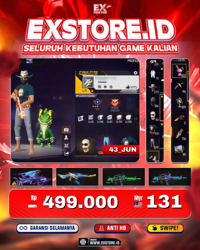 AKUN OLD + VAULT 511 + EVO 1 LV 5 + FACE JOKER + TAS KELINCI