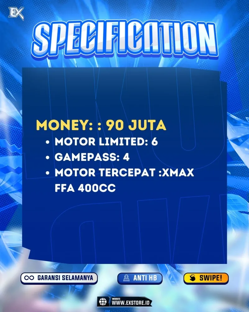 MONEY 90M + MOTOR LIMITED 6 + GAME PASS 4