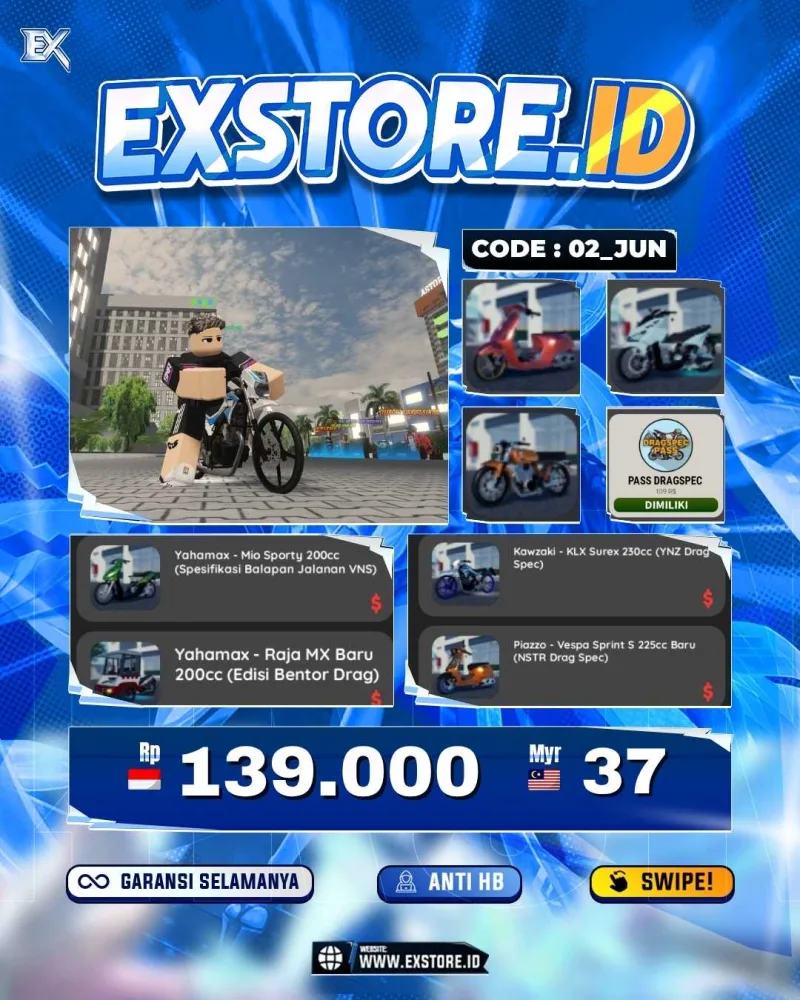 MONEY 5M + MOTOR LIMITED 9 + GAME PASS 1