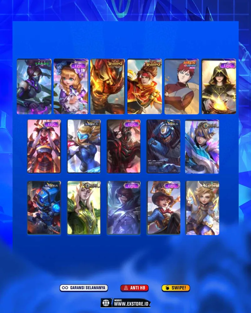 FANNY ASPIRANTS + LUKAS NARUTO + XAVIER GOJO + IRITEL DUCATI +  GUINEVER ASPIRANTS + KAGURA LUCKYBOX + ALPAH LUCKYBOX + JHONSON LUCKYBOX + NATALIA COLLECTOR + BETRIX PRIME + RUBY LUCKYBOX