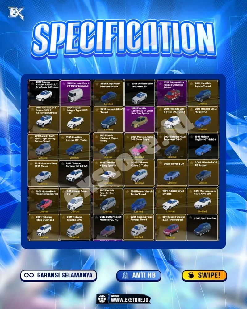 LIMITED CARS 39  + GAMEPASS 5